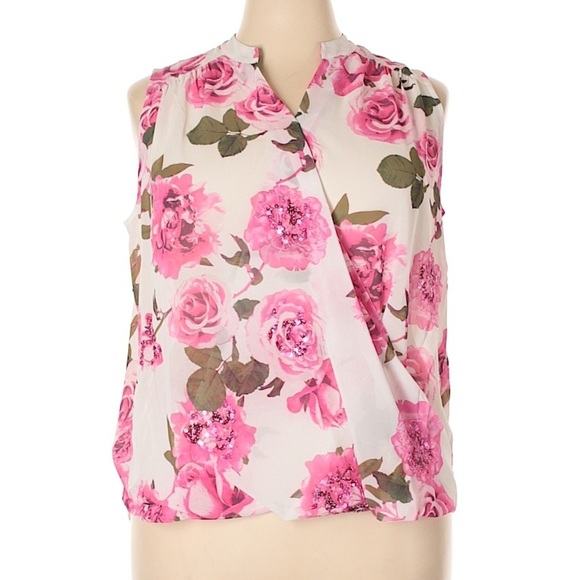 INC International Concepts Tops - Inc Pink Roses Blouse